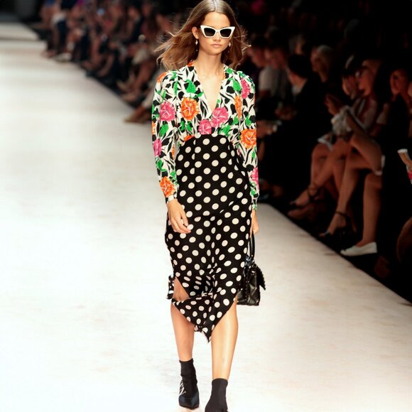 Rixo London Gretal Long Sleeve Spot Floral Chain Silk Cocktail Dress XXS - Picture 1 of 13